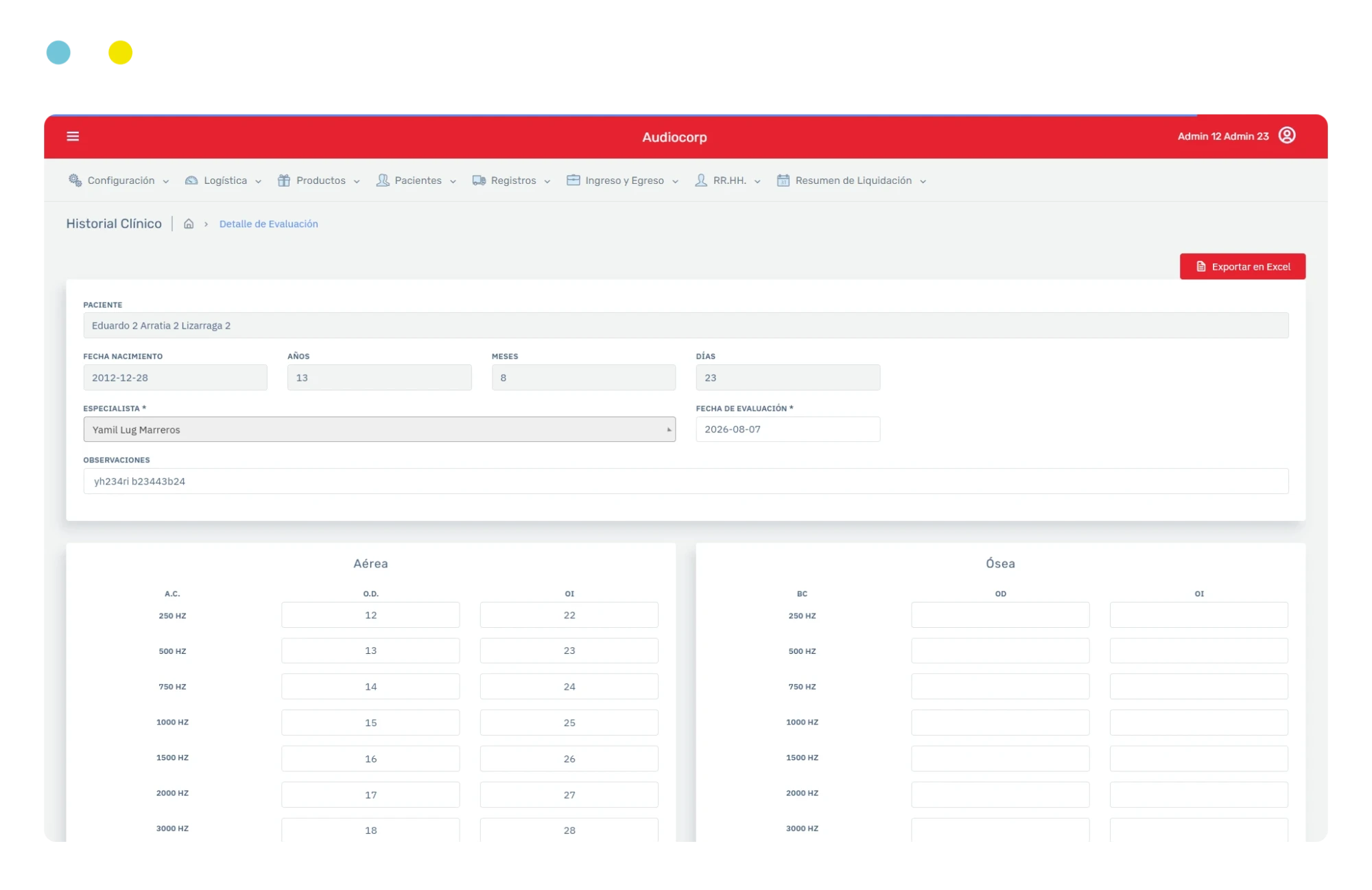 Acceso al módulo de laboratorio - ERP Audiocorp
