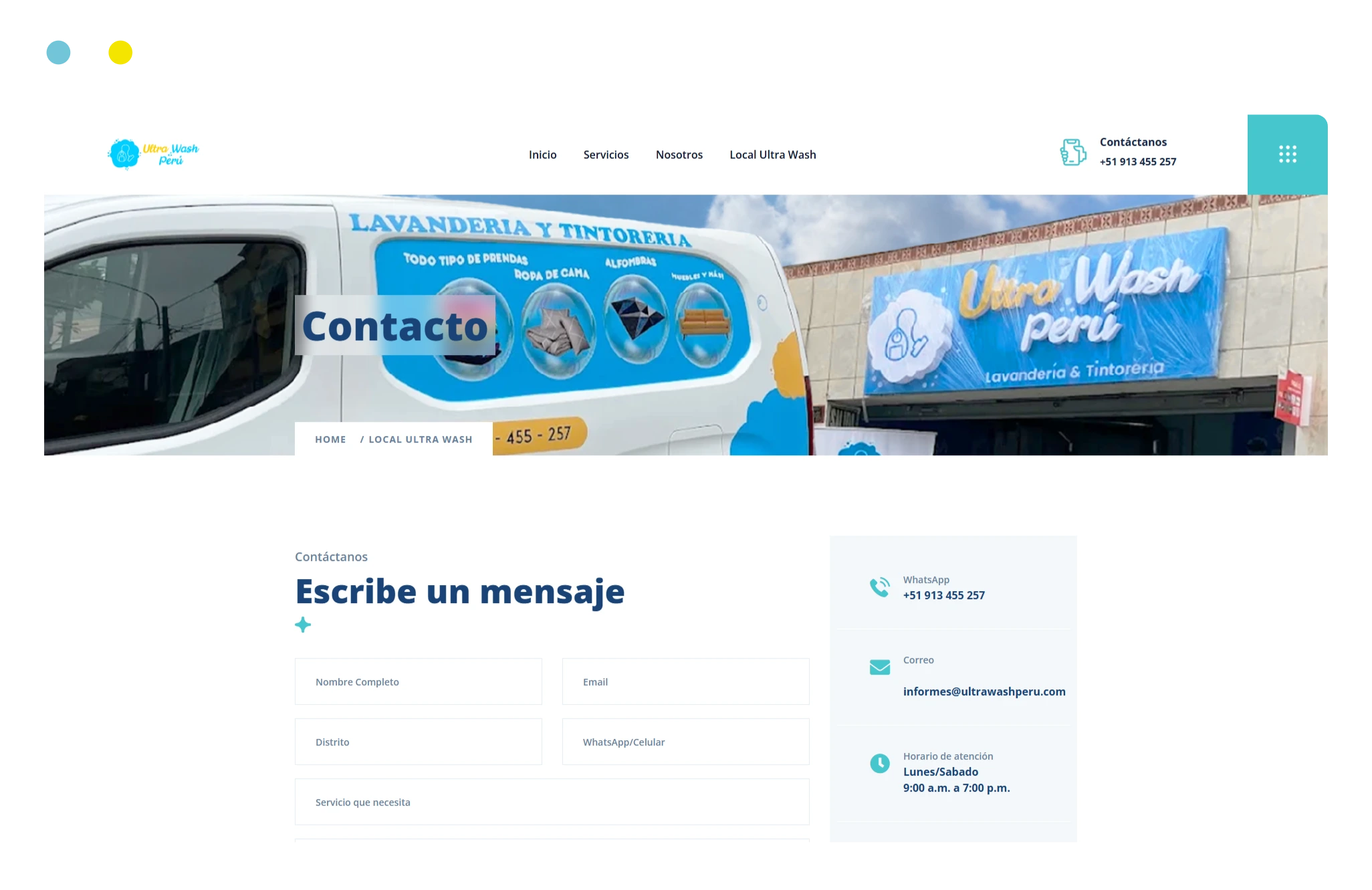 Ultra Wash Perú - Formulario de contacto